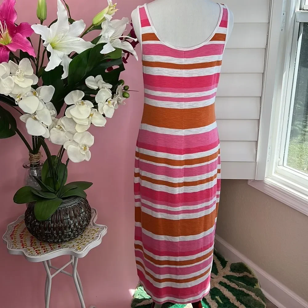 Tommy Bahama Casual Scoop Neck Stripe Maxi Dress XS
